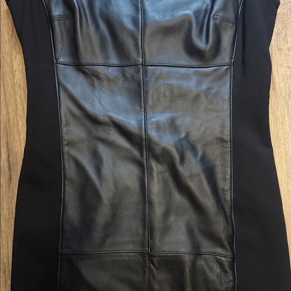 Badgley Mischka Black Leather Panel Mini Dress - Picture 3 of 6